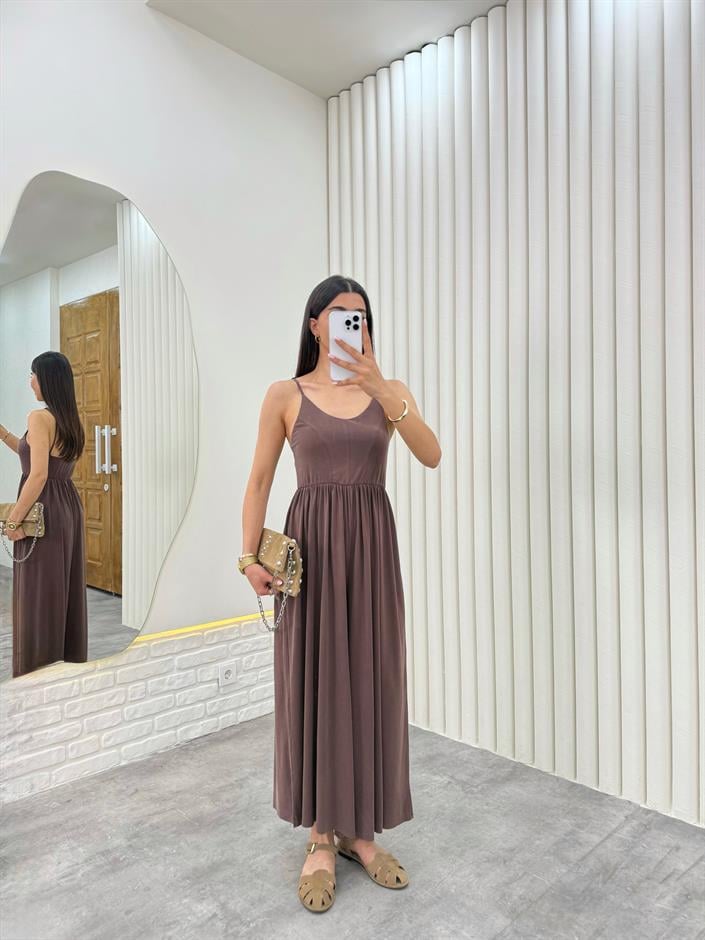 Kahve Askısı Ayarlanabilir Modal Kumaş Tulum Gaus00331