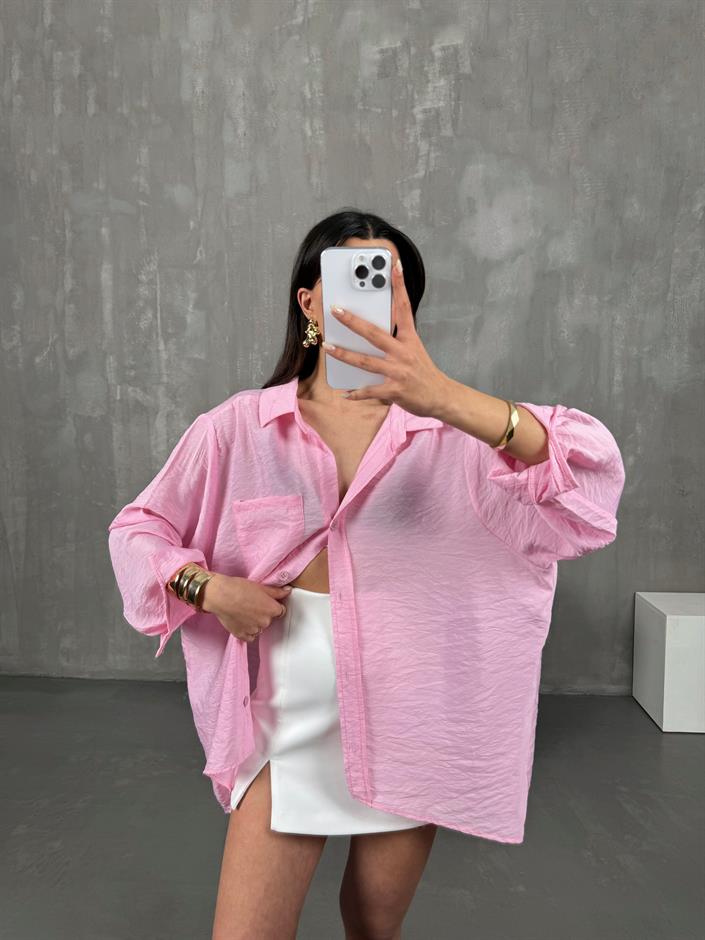 Ole Pembe Oversize Gömlek