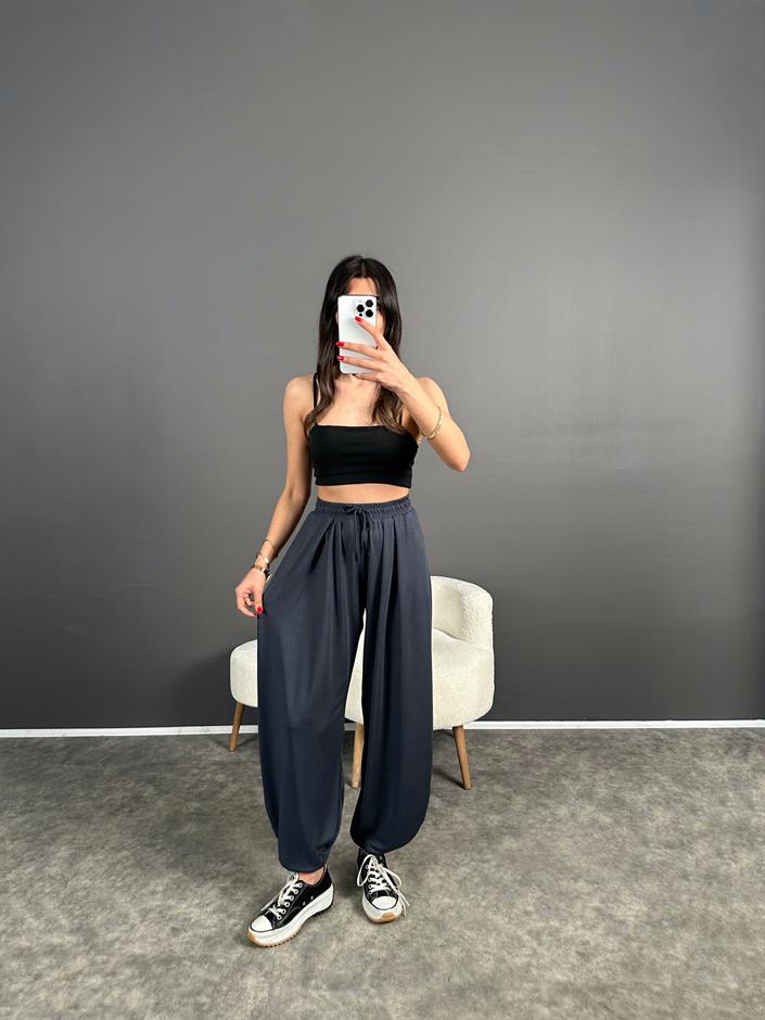 Antrasit Pike Modal Kumaş Şalvar Pantolon