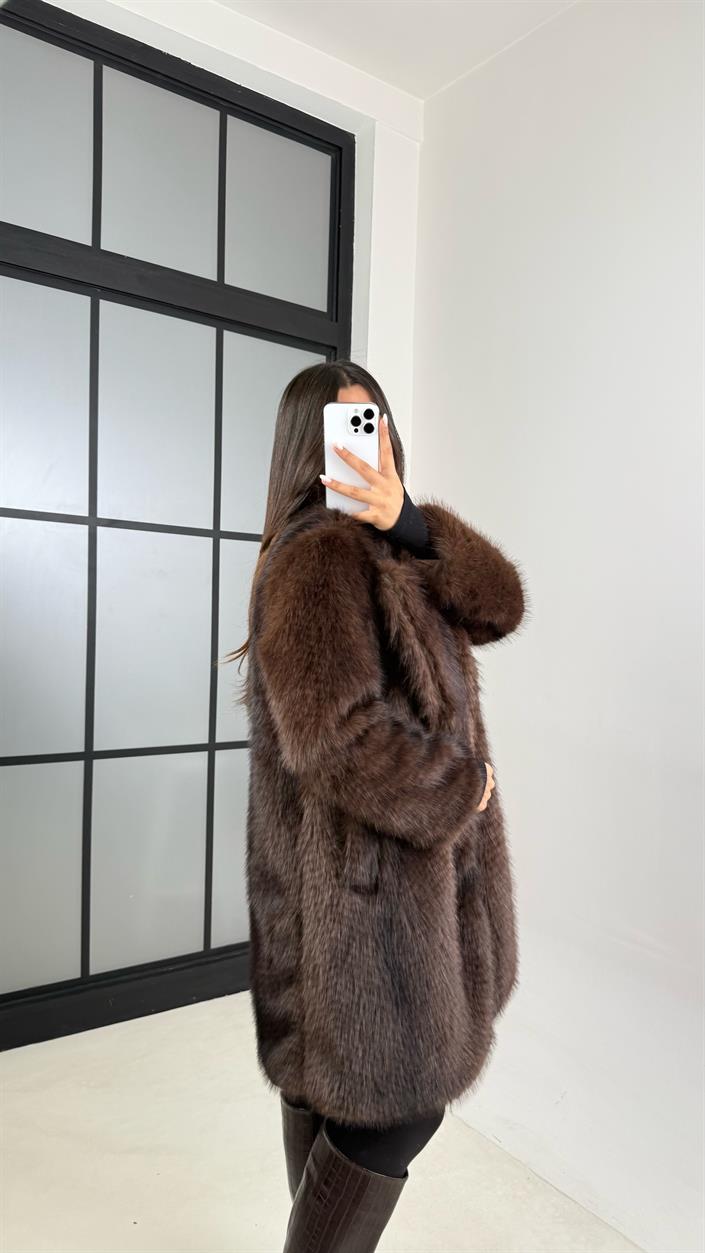 Kahve Astarlı Midi Boy Premium Kürk GAUS-00504