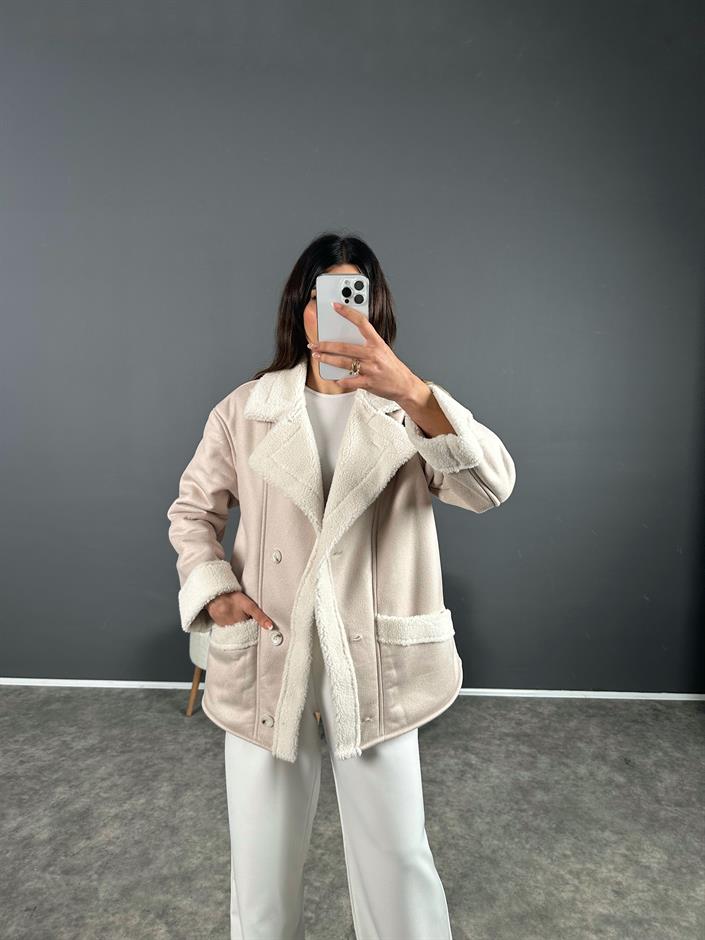 Royal Bej İçi Kürklü Mont