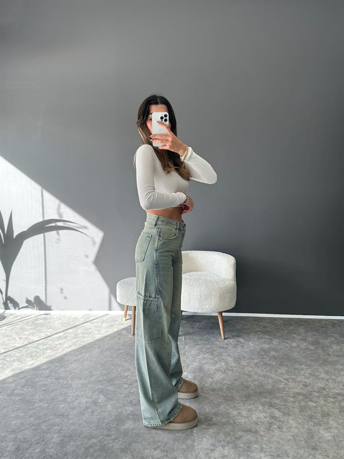 GR Yeşil Cep Detaylı Eskitme Jean