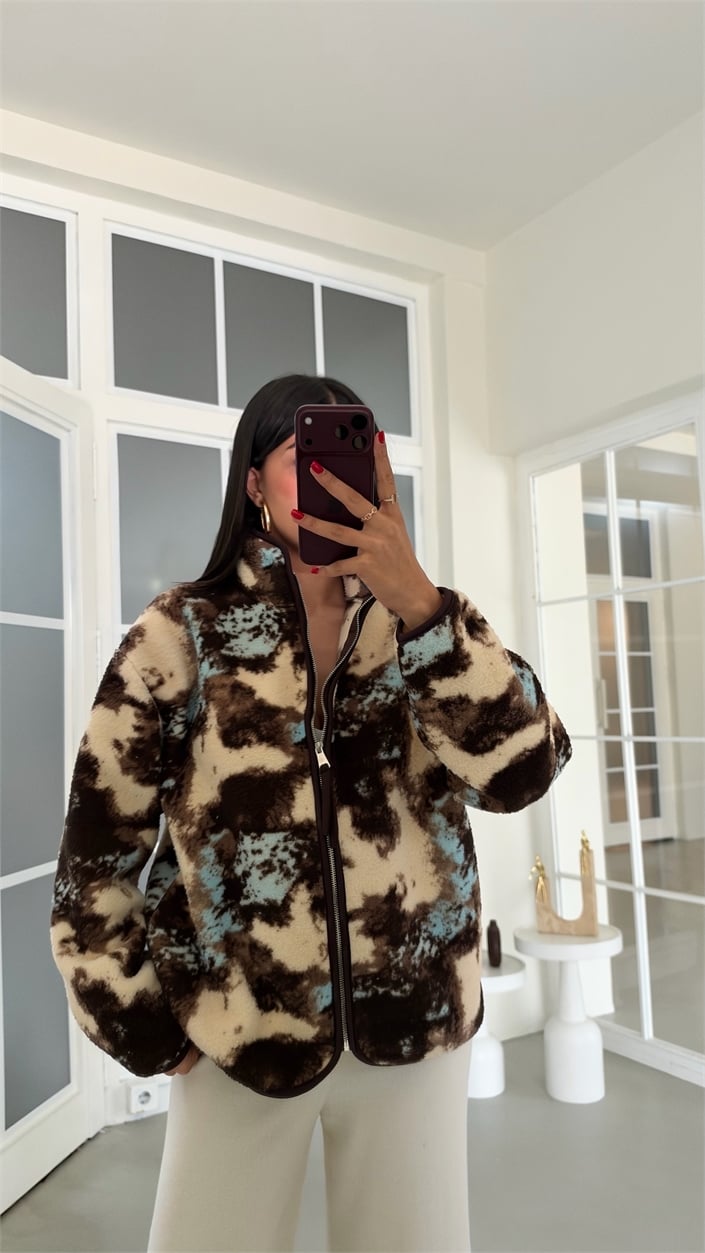 Çok Renkli Fermuarlı Cepli Polar Sweatshirt GAUS-01916 GAUS-02291
