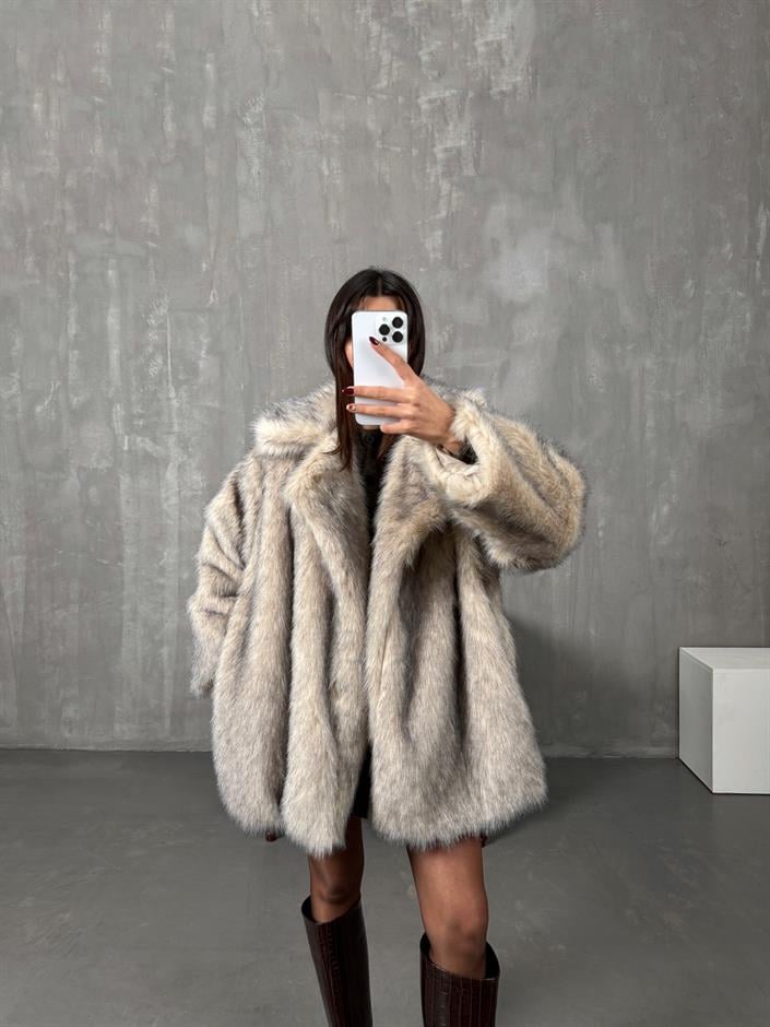 Revena Krem Astarlı Premium Kürk