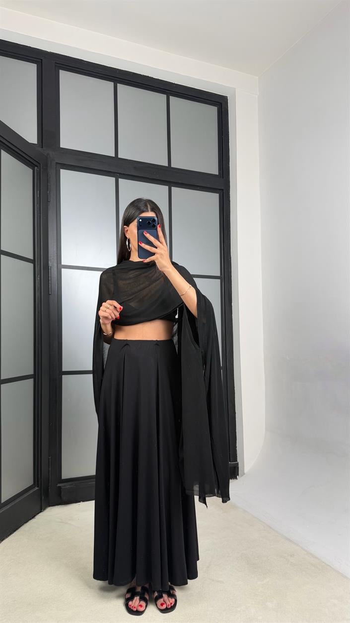 Siyah Modal Kumaş Basic Etek GAUS-01559