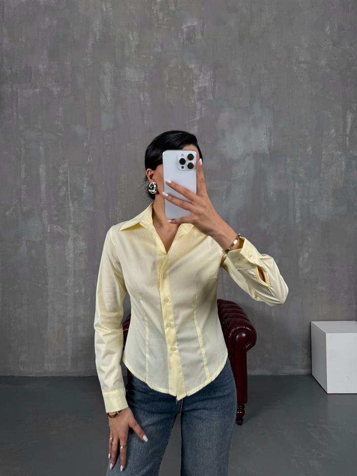 Sarı Slim Fit Gömlek Gaus00039