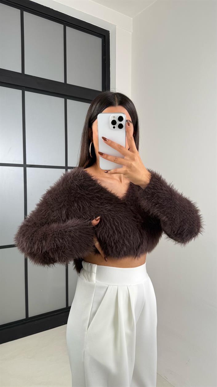 Beyaz Beli Lastikli Modal Kumaş Şalvar Pantolon GAUS-00210