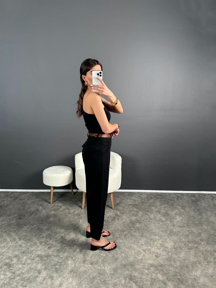 Siyah ZR Muadil Kemerli Pantolon 