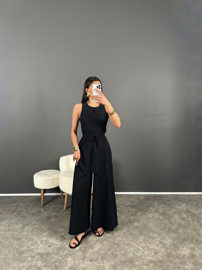 Brasil Siyah Kuşaklı Cepli Tulum