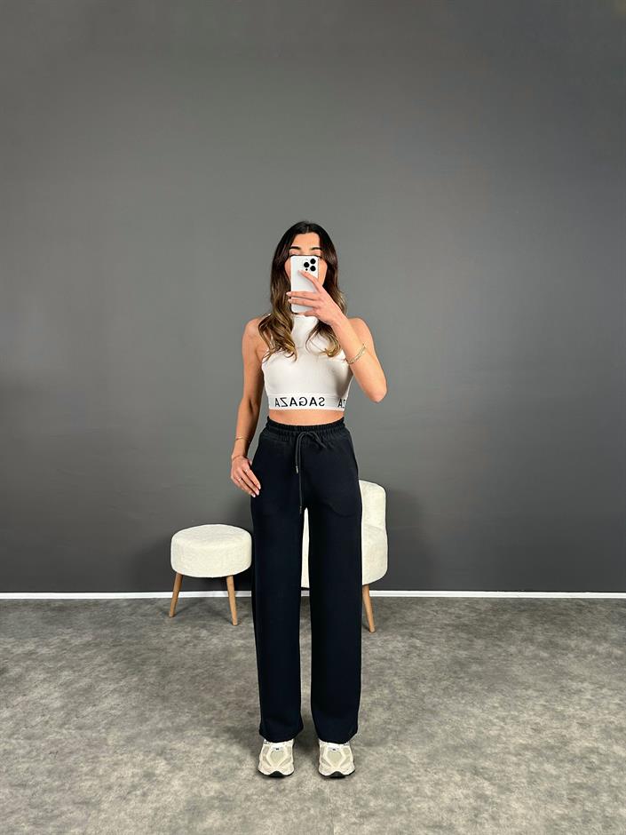 Oys Siyah Modal Palazzo Pantolon 