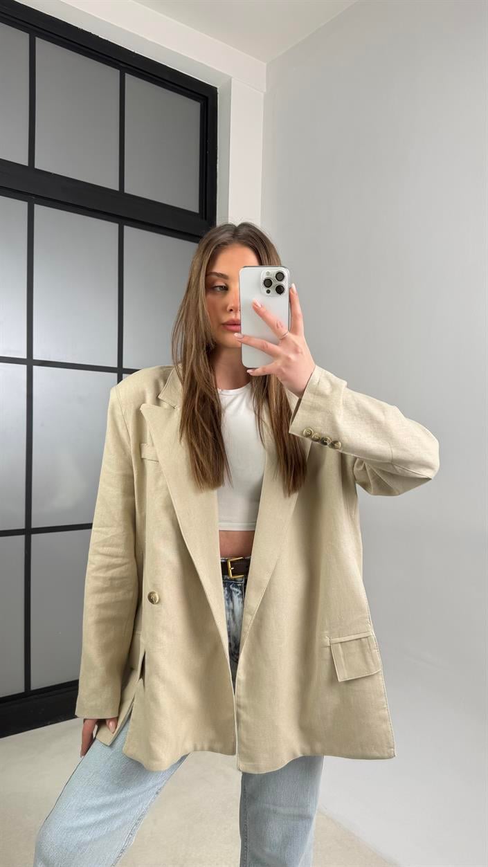 Taş Keten Blazer Premium Ceket GAUS-01115