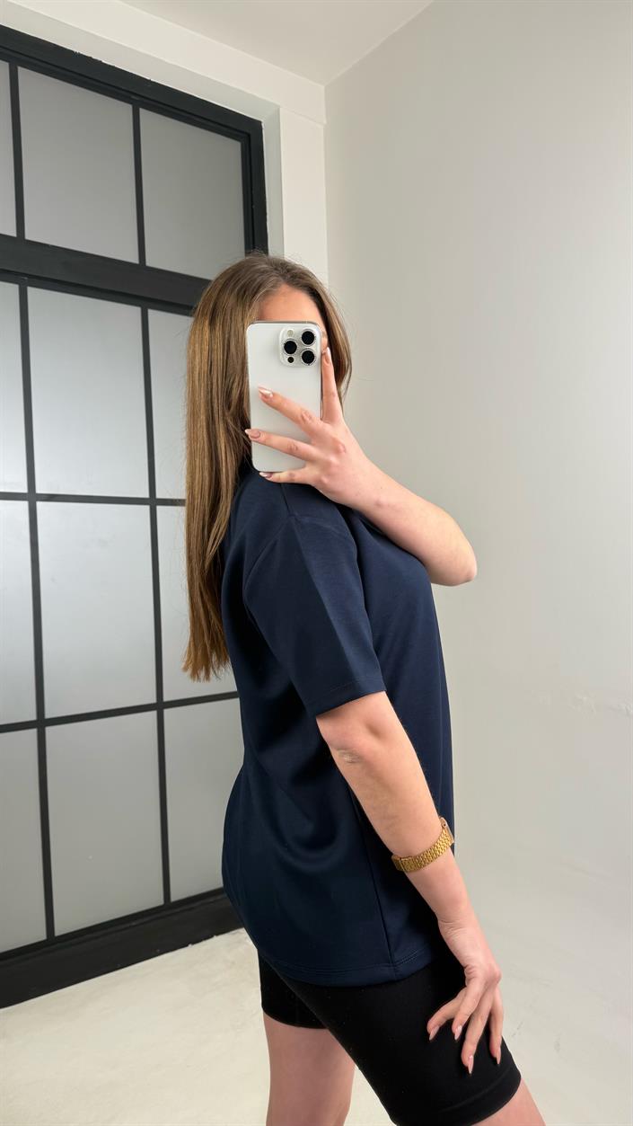 Lacivert Basic Kısa Kol Modal Tshirt GAUS-01059
