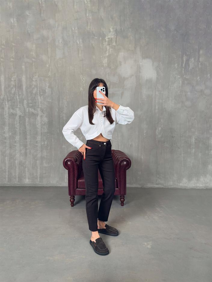 Rick Acı Kahve ZR Kesik Paça Mom Jean