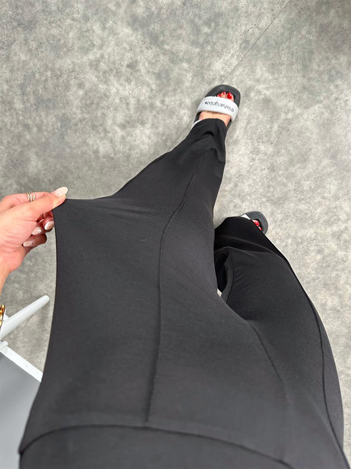 Bancy Siyah Çımalı Rahat Modal Pantolon