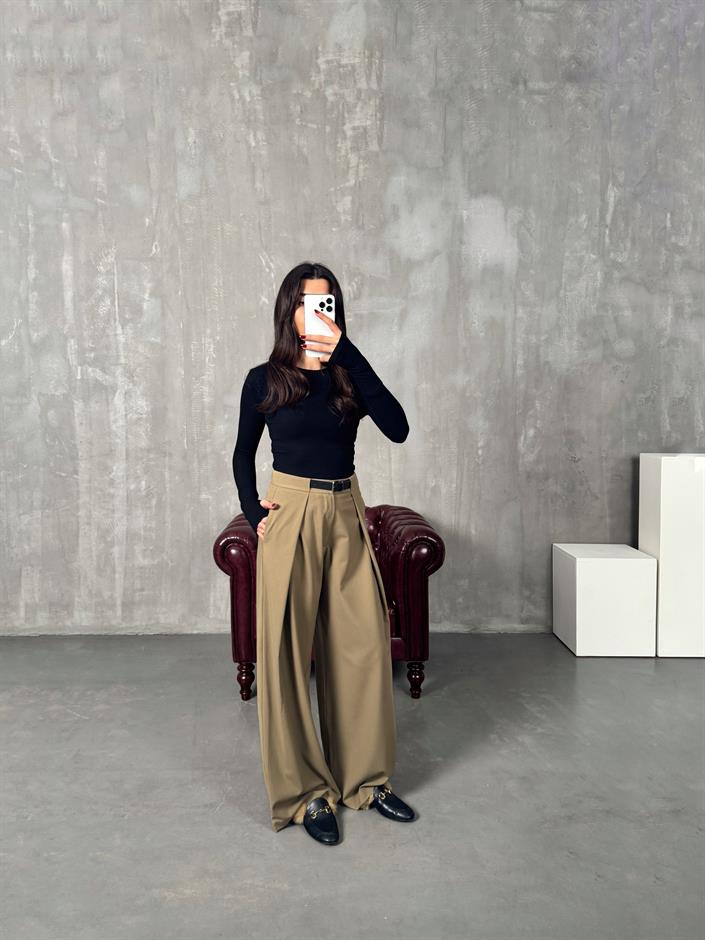 Piqu Haki ZR Muadil Kemerli Pantolon