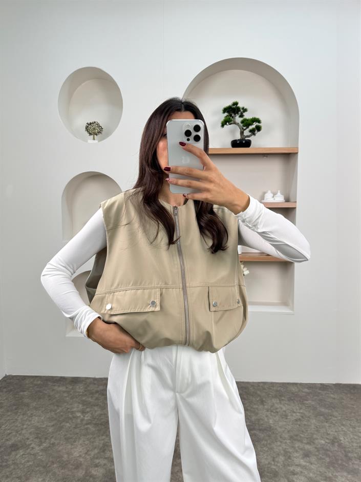 Belen Vizon Cepli Fermuarlı Paraşüt Yelek