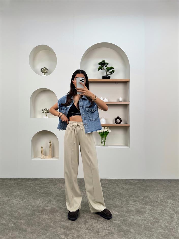 Molin Taş Beli İpli Lastikli Çımalı Pantolon