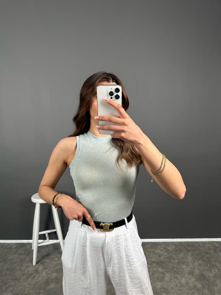 Açık Yeşil Simli Halter Atlet