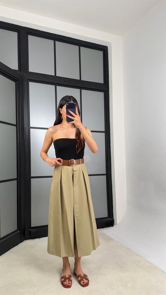 Yeşil Kemerli Etek Pantolon GAUS-01571