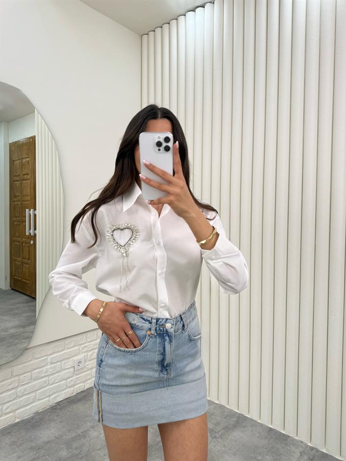 Mavi Katlama Detaylı Cepli Denim Etek Gaus00300