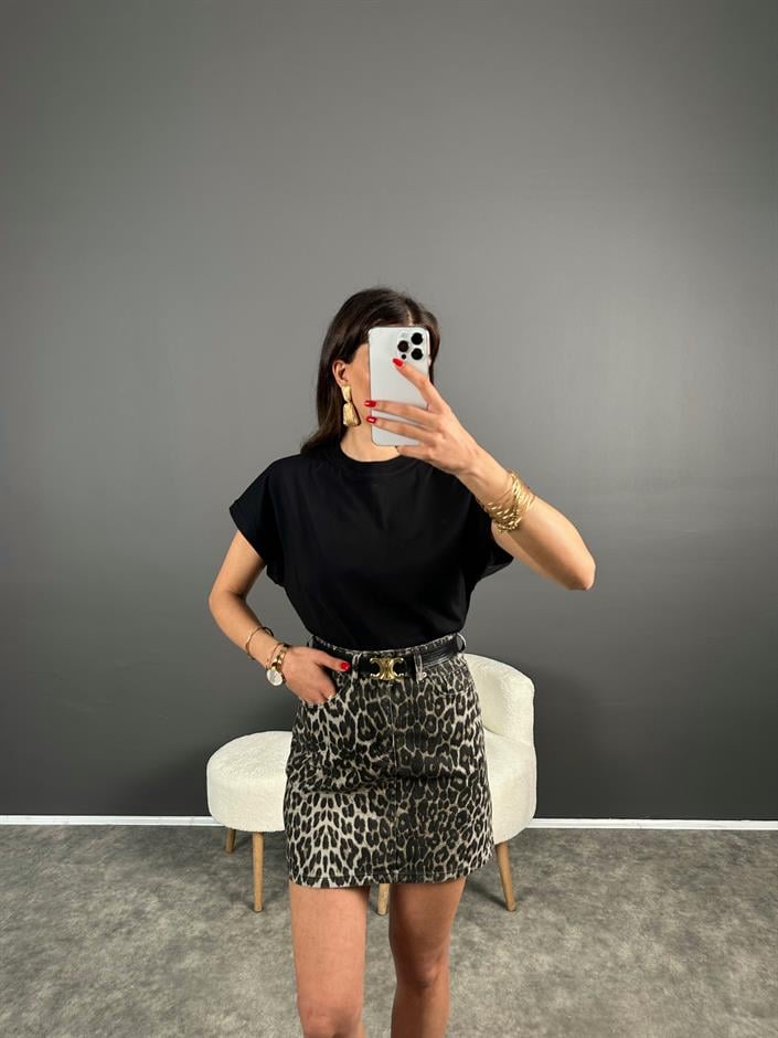 Leoparlı Mini Etek 