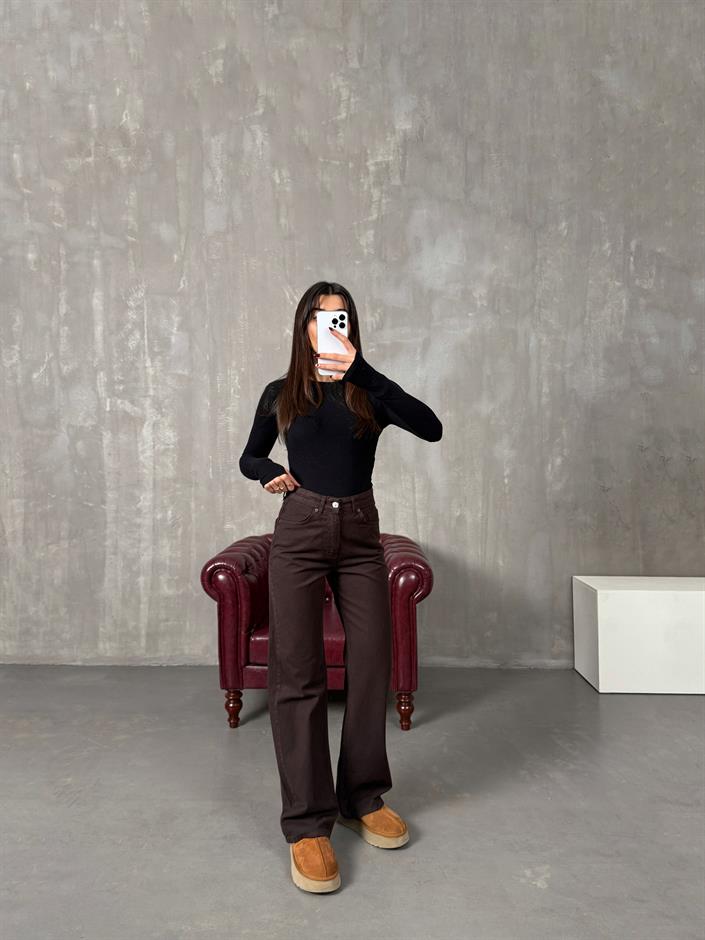 Revin Acı Kahve ZR Model Wide Leg Jean