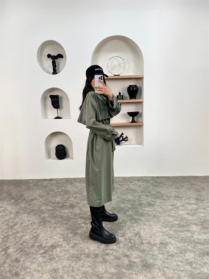 Wendy Haki Kemerli Astarsız Muadil Trençkot