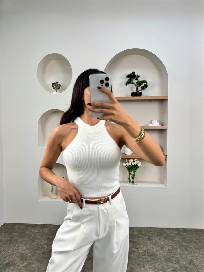 Miya Beyaz Yumoş Triko Bluz