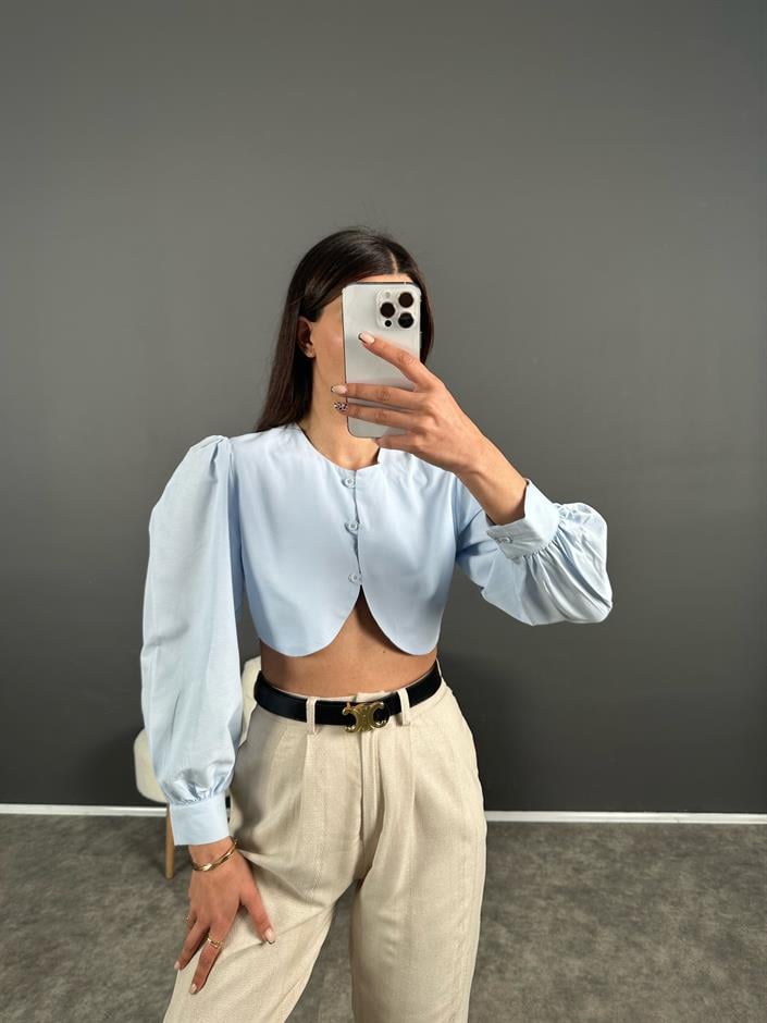 Galen Bebe Mavisi Crop Gömlek