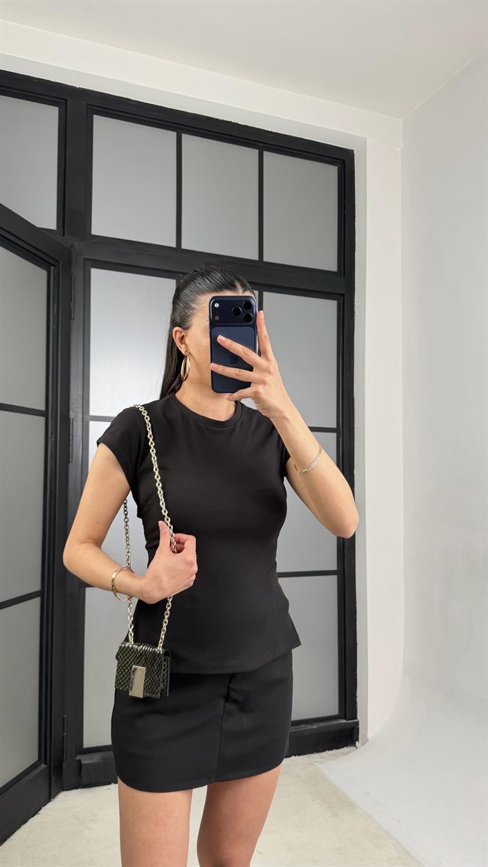 Siyah ZR Model Sırt Kancalı Tshirt GAUS-01410