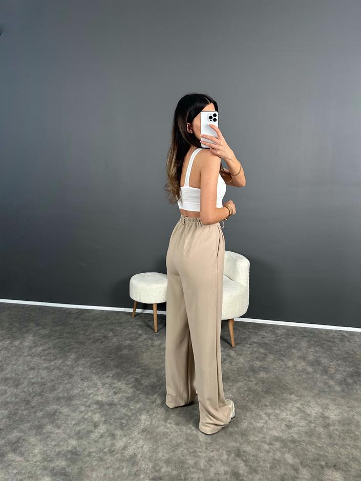 Bera Taş Beli Lastikli Palazzo Pantolon