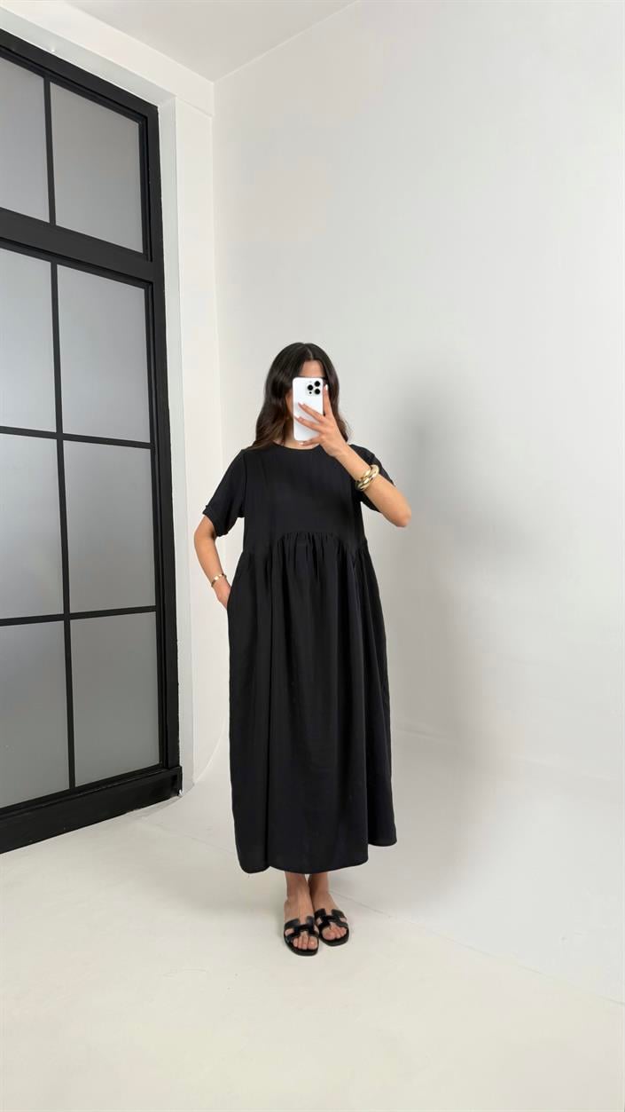 Siyah Altı Balon Tencel Pinterest Elbise Gaus00388