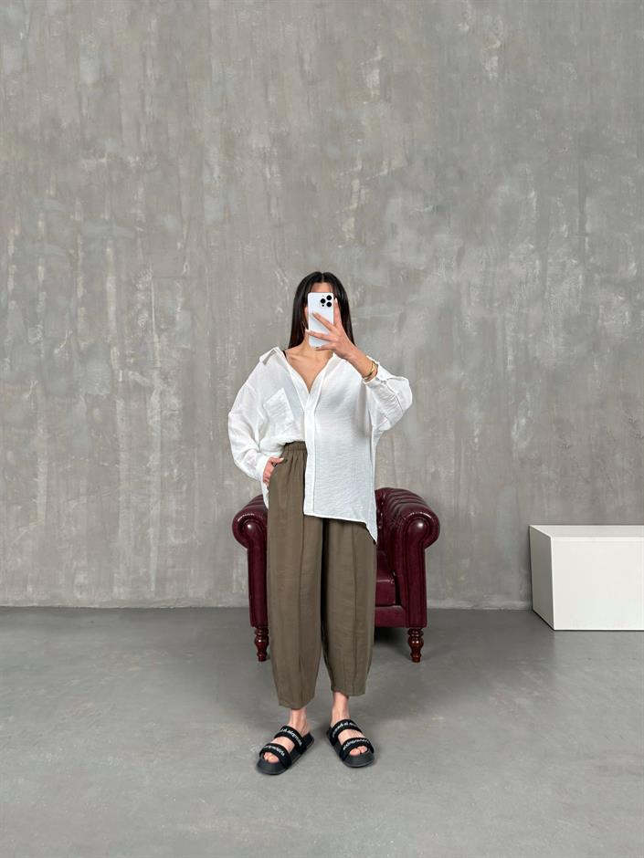 Orfi Koyu Vizon Çımalı Tensel Şalvar Pantolon