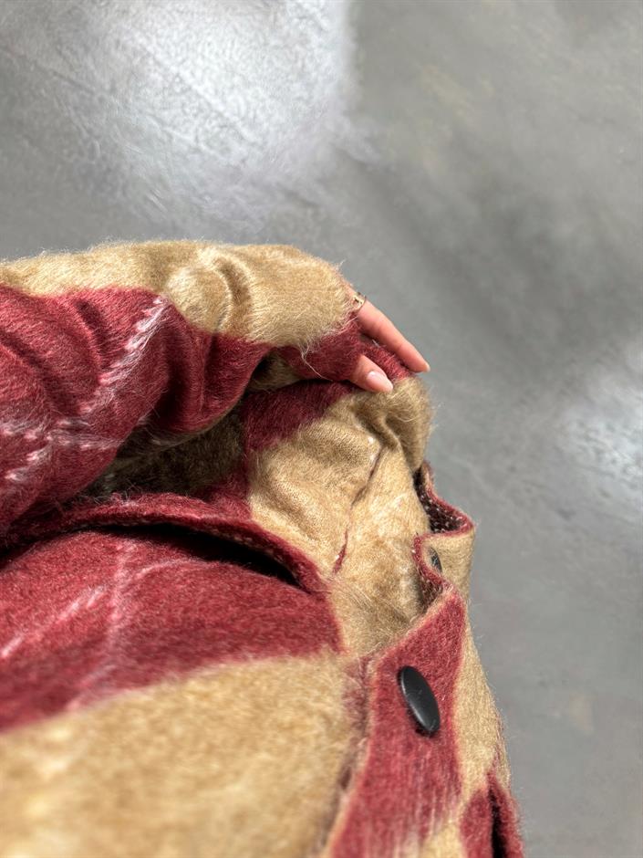 Soov Bordo Vizon Karışımlı Sakallı Baklava Hırka