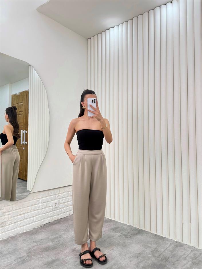 Taş Beli Lastikli Cepli Harem Pantolon Gaus00308