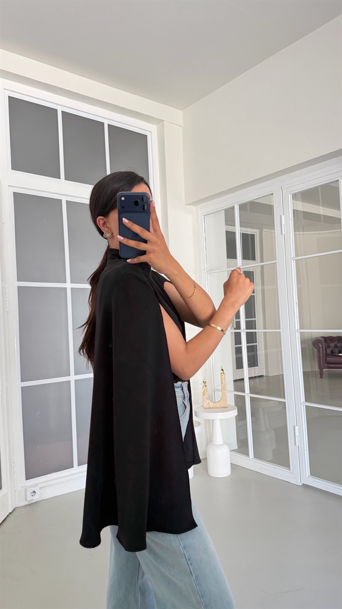 Siyah Muadil Pelerin Bluz GAUS-01756