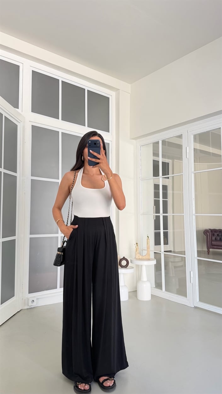 Siyah OYS Model Beli Lastikli Pantolon Modal Pantolon GAUS-01808