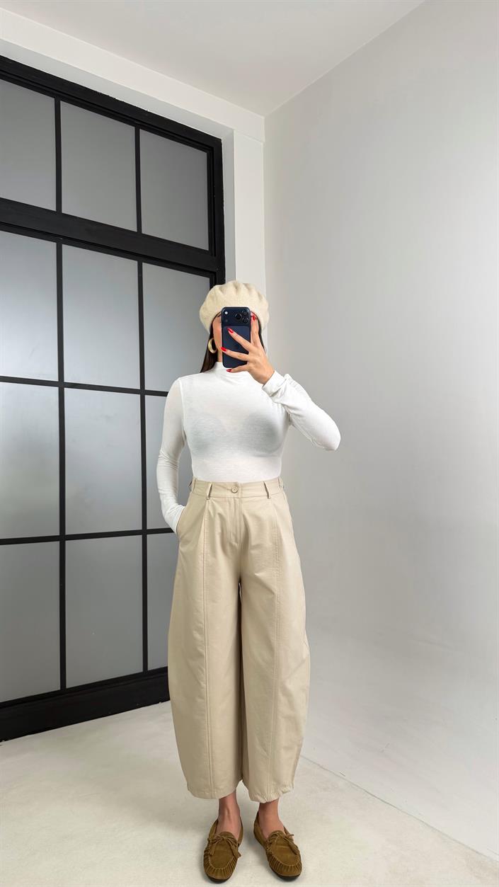 Taş Beli Lastikli Poplin Balon Pantolon GAUS-00915