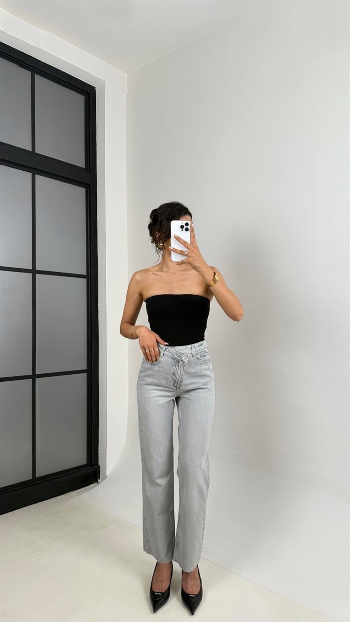 Gri ZR Muadil Kesik Paça Straight Jean Gaus00637