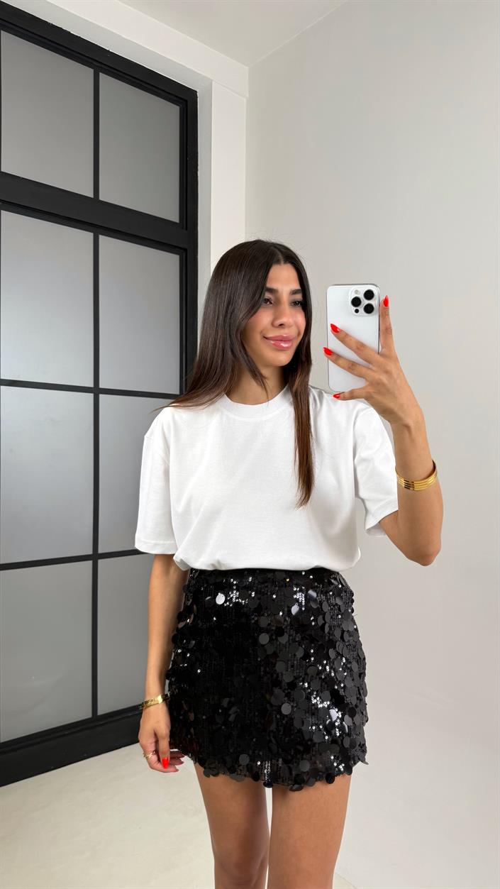 Siyah Pul Detaylı Mini Etek Gaus00695