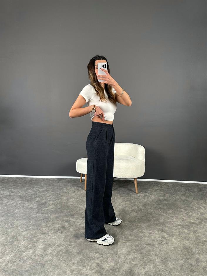 Gece Mavisi Yünefek Palazzo Pantolon