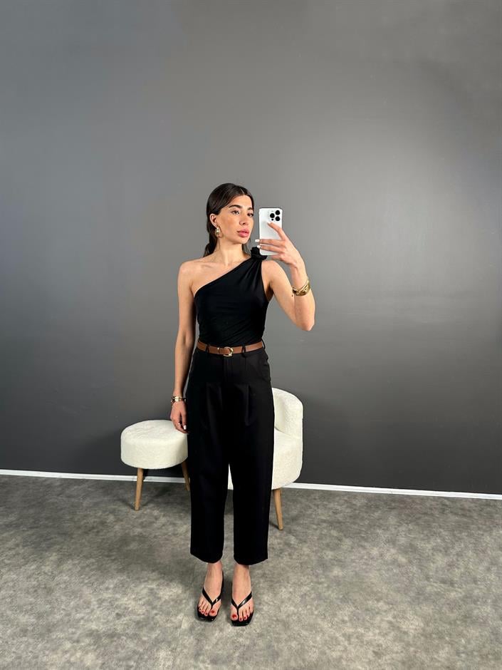 Siyah ZR Muadil Kemerli Pantolon 