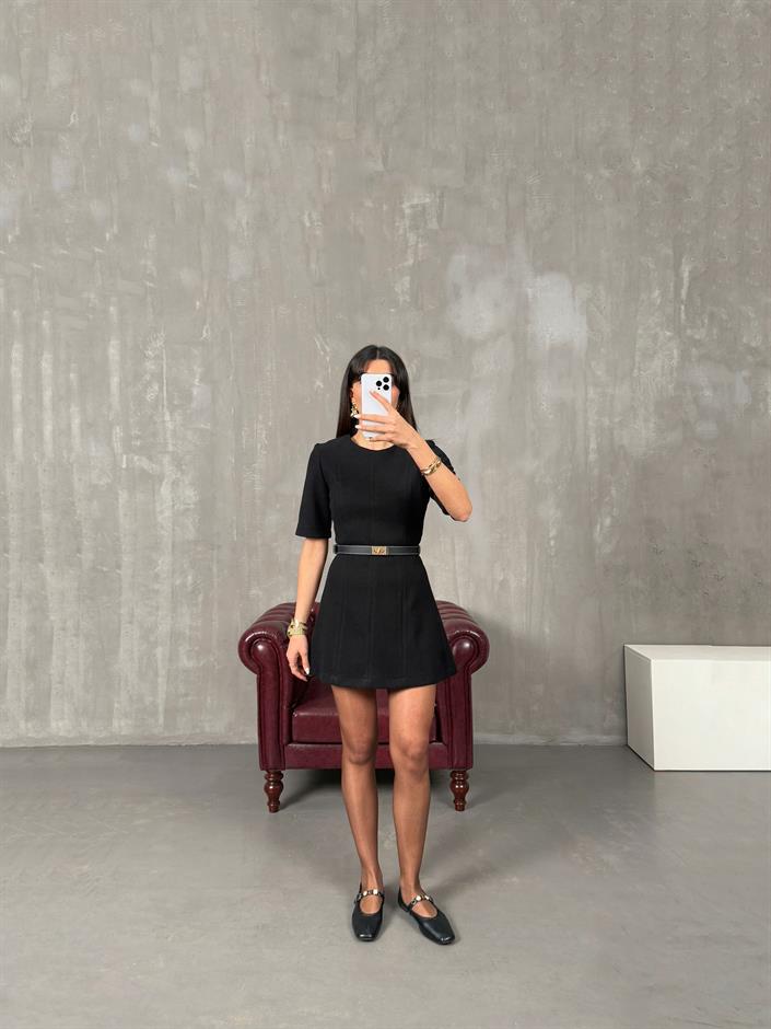 Senita Siyah ZR Model Kaşe Elbise