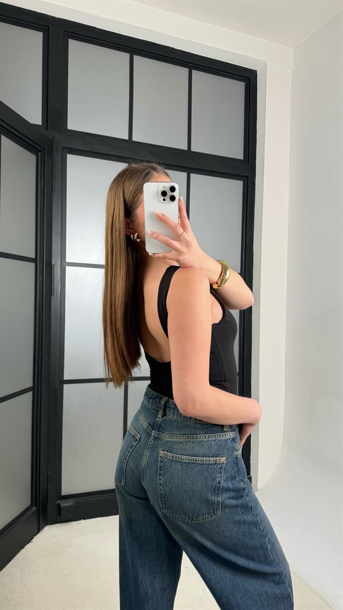 Siyah Kalın Askılı Basic Bodysuit GAUS-01006