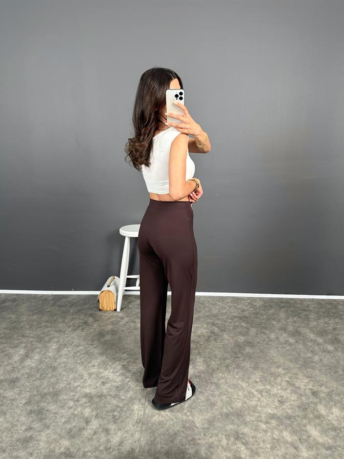 Bancy Kahve Çımalı Rahat Modal Pantolon