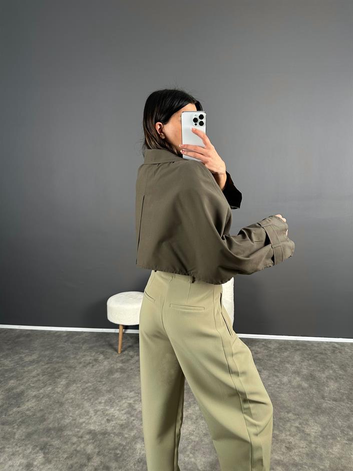 Haki Crop Yasara Kol Trenç