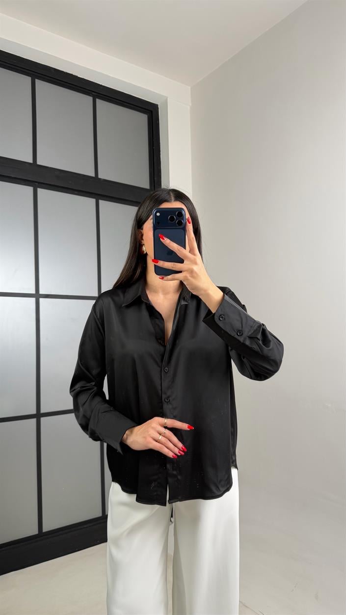 Siyah Saten Gömlek GAUS-01054