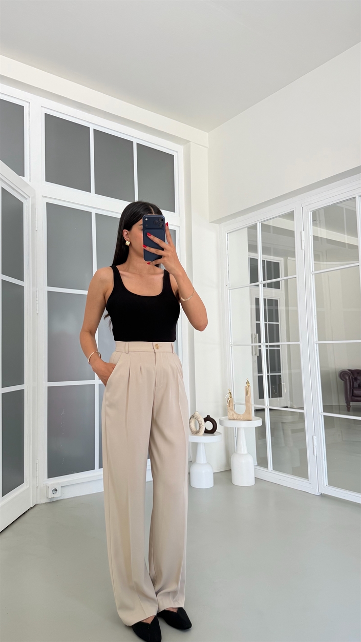 Taş Gold Düğmeli Tencel Pantolon GAUS-01844