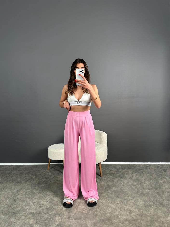 Anja Pembe Pike Modal Kumaş Pantolon 