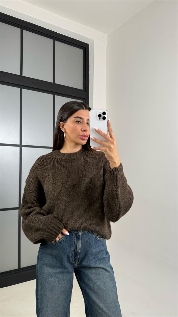 Kahve Örgü Kazak GAUS-00511